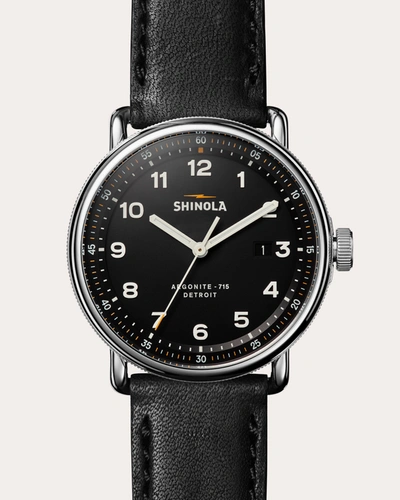 Shinola Men's Stainless Steel Canfield C56 43mm Leather-strap Watch In Black