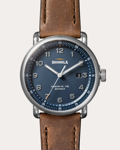 Shinola Men's Canfield C56 43mm British Tan Leather-strap Watch In Blue