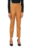Halogen Straight Leg Faux Leather Trousers In Desert Camel