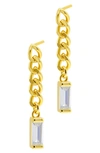 ADORNIA CHAIN CRYSTAL DROP EARRINGS