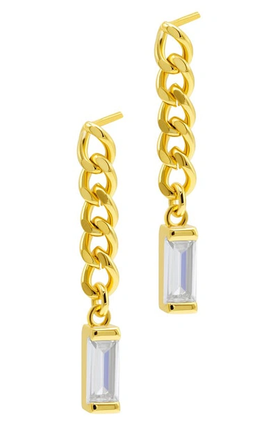 Adornia Chain Crystal Drop Earrings Gold