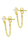 ADORNIA CHAIN & FRESHWATER PEARL FRONT/BACK EARRINGS