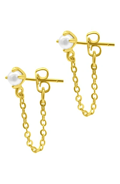 Adornia 14k Gold-plated Chain & Freshwater Pearl Front-to-back Earrings