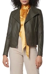 ANDREW MARC FAUX LEATHER RIBBED PANEL JACKET