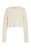 Aisling Camps Cropped Cable-knit Wool-cashmere Sweater In Ivory