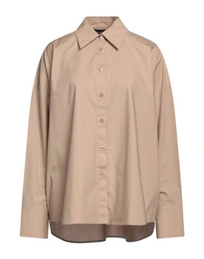 Federica Tosi Woman Shirt Sand Size 8 Cotton, Elastane In Beige