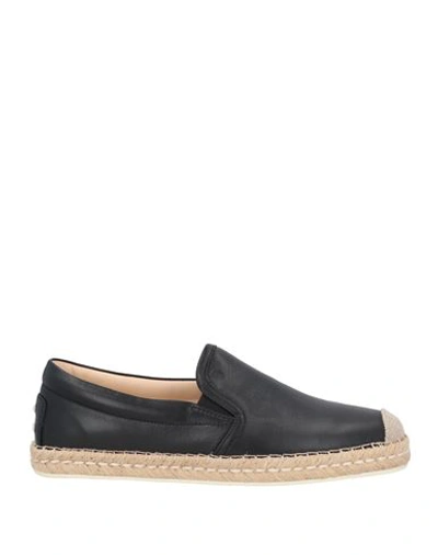 Tod's Woman Espadrilles Azure Size 8 Soft Leather In Black