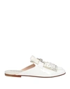 TOD'S TOD'S WOMAN MULES & CLOGS WHITE SIZE 5.5 SOFT LEATHER
