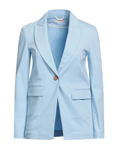 Camicettasnob Woman Blazer Sky Blue Size 10 Cotton, Polyester, Elastane