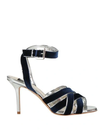 Islo Isabella Lorusso Woman Sandals Navy Size 7 Textile Fibers, Soft Leather In Navy Blue