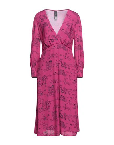 Ottod'ame Woman Midi Dress Fuchsia Size 8 Viscose In Pink