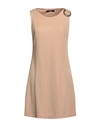 Siste's Woman Mini Dress Sand Size L Viscose, Polyester, Polyamide, Elastane In Beige