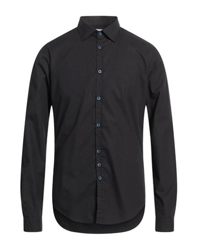 Aglini Man Shirt Black Size 15 ½ Cotton, Elastane