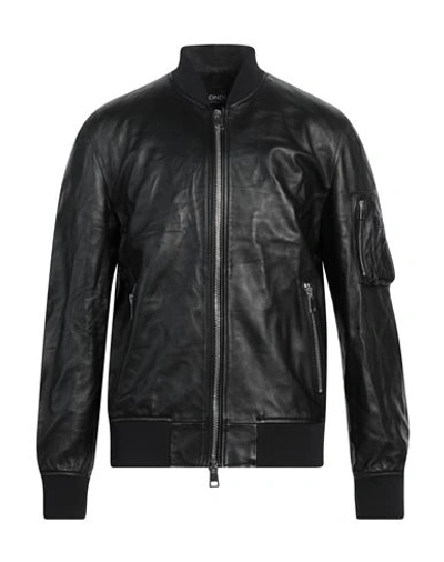 Dondup Zipped Down Leather Jacket In Black