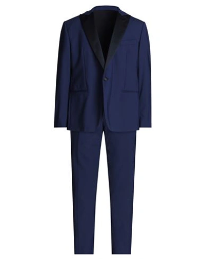 Tombolini Man Suit Navy Blue Size 50 Wool, Elastane