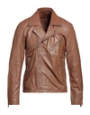 Bolongaro Trevor Leather Ranger Biker Jacket In Tan-brown