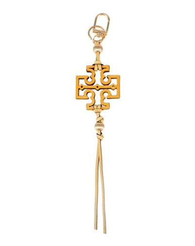 Tory Burch Woman Key Ring Orange Size - Soft Leather, Metal