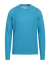 120% Lino Man Sweater Azure Size S Mohair Wool, Polyamide, Linen, Cashmere, Wool In Blue