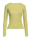 High Woman Sweater Acid Green Size L Cotton, Nylon