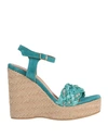 ISLO ISABELLA LORUSSO ISLO ISABELLA LORUSSO WOMAN ESPADRILLES DEEP JADE SIZE 8 SOFT LEATHER, TEXTILE FIBERS