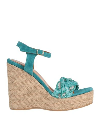 ISLO ISABELLA LORUSSO ISLO ISABELLA LORUSSO WOMAN ESPADRILLES DEEP JADE SIZE 8 SOFT LEATHER, TEXTILE FIBERS