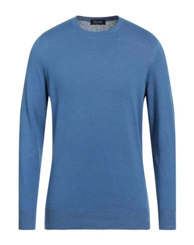 Drumohr Man Sweater Pastel Blue Size 40 Cotton
