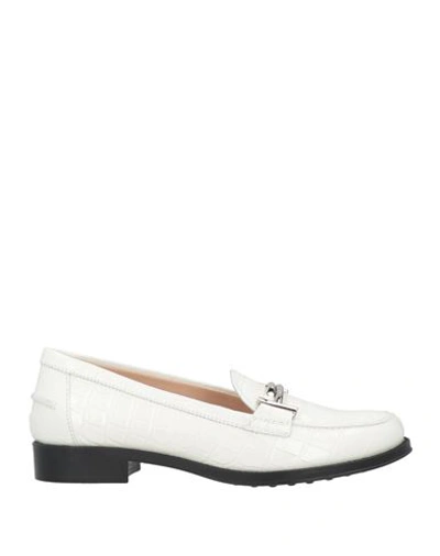 TOD'S TOD'S WOMAN LOAFERS WHITE SIZE 5 SOFT LEATHER