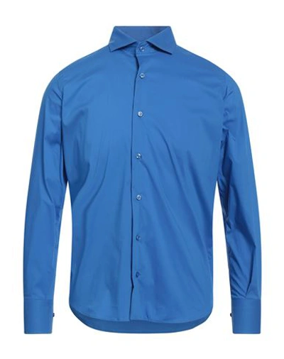 En Avance Man Shirt Blue Size M Cotton, Polyamide, Elastane