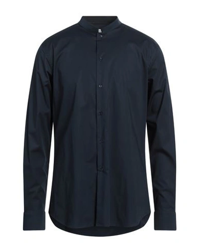 Paolo Pecora Man Shirt Midnight Blue Size 16 ½ Cotton, Elastane