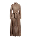 Federica Tosi Woman Long Dress Sand Size 12 Cotton In Beige