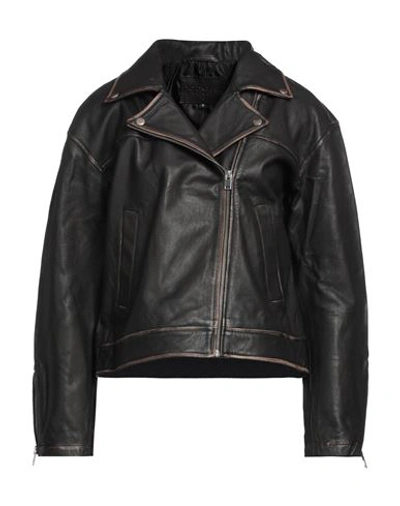 Bolongaro Trevor Oversized Distressed Leather Biker Jacket In Black