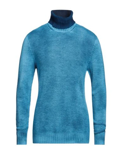 120% Lino Man Turtleneck Azure Size Xxl Cashmere, Virgin Wool In Blue