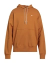 Nike Man Sweatshirt Camel Size M Cotton, Polyester In Beige