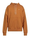 Nike Man Sweatshirt Camel Size L Cotton, Polyester In Beige