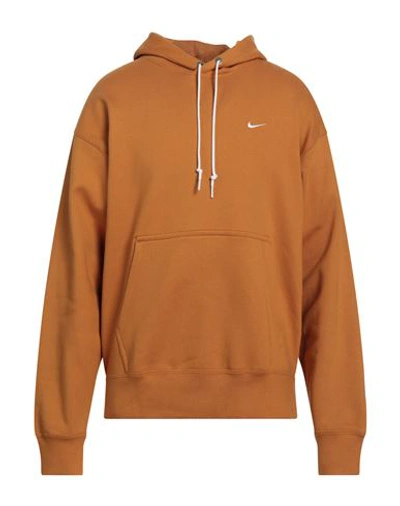 Nike Man Sweatshirt Camel Size S Cotton, Polyester In Beige