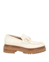 Baldinini Woman Loafers Ivory Size 11 Calfskin In White