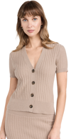 JAMES PERSE RECYCLED CASHMERE WIDE RIB CARDIGAN MOCHA