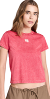 Alexander Wang Essential Jersey Shrunk Tee With Puff Logo & Bound Neck Soft Cherry In Red