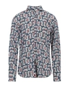 Giannetto Man Shirt Slate Blue Size 16 Cupro In Blue