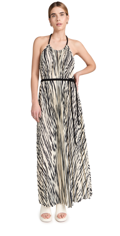 Proenza Schouler Frida Striped Belted Halter Maxi Dress In Ecru