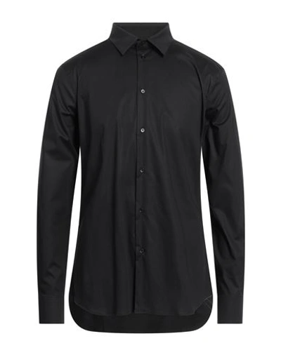 Paolo Pecora Man Shirt Black Size 16 Cotton, Elastane