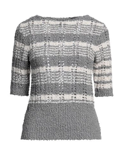 Thom Browne Woman Sweater Grey Size 6 Cotton, Wool, Polyamide