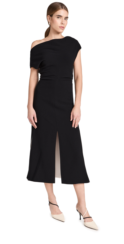 Proenza Schouler Off-the-shoulder Crepe Midi Dress In Black