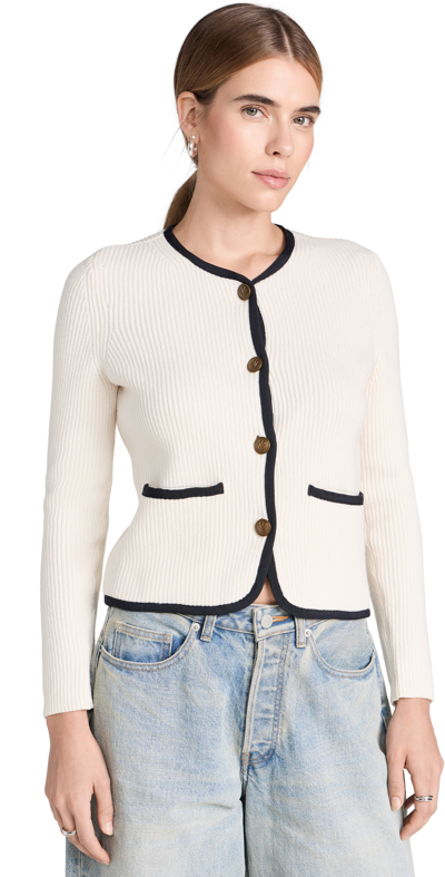 Rag & Bone Nancy Grosgrain-trim Cardigan In Ivory