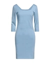 No-nà Woman Mini Dress Sky Blue Size L Viscose, Polyamide, Elastane