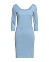 No-nà Woman Mini Dress Sky Blue Size M Viscose, Polyamide, Elastane