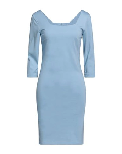 No-nà Woman Mini Dress Sky Blue Size L Viscose, Polyamide, Elastane