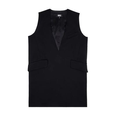 Mm6 Maison Margiela V-neck Sleeveless Short Dress In Black