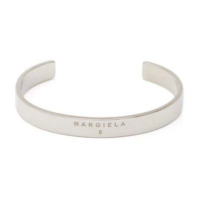Mm6 Maison Margiela Silver Minimal Cut Bracelet In Palladium