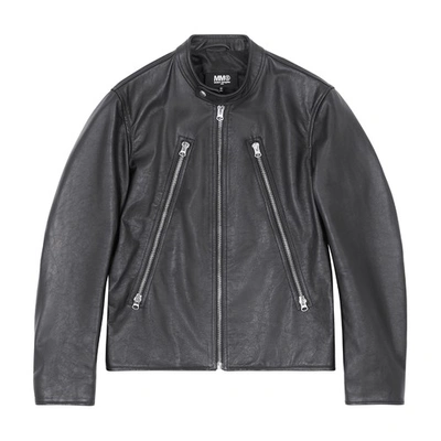 Mm6 Maison Margiela Leather Jacket In Black